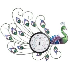 Indoor Outdoor Thermometer, Outdoor Wall Thermometer with Humidity, Easy to Read Decorative Outside Thermometer for Patio, Garden