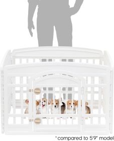 Dog Playpen 24" 4-Panel Dog Playpen with Door, 35 x 35 x 24, Puppy Playpen, Dog Play Pen Indoors, Pet Fence, Puppies/Small Dogs, White