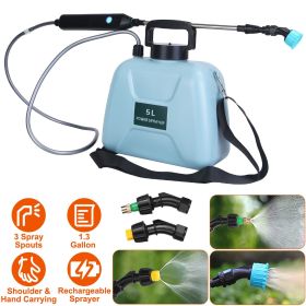 5L/1.3Gallon Electric Plant Sprayer Telescopic Rechargeable Garden Sprayer Automatic Handheld Sprayer with 3 Spray Spouts Shoulder Strap for Clea