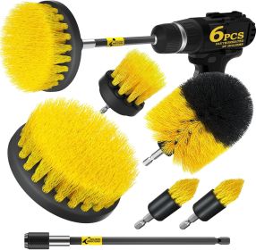 Holikme 6Pack Drill Brush Power Scrubber Cleaning Brush Extended Long Attachment Set All Purpose Drill Scrub Brushes Kit for Grout, Floor, Tub, S