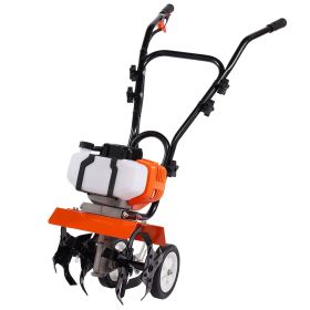 Tiller Cultivator, 43CC 2-Stroke Garden Cultivator, Tiller with 4 Steel Adjustable Front Tines for Lawn, Garden and Field Cultivation