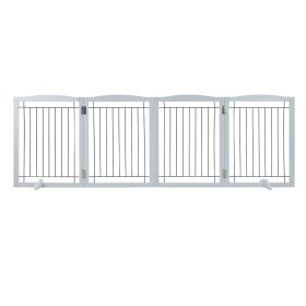 Free Standing Dog Gate, 32" H x 96.5" W Freestanding Pet Gate, 4 Panels Foldable Dog Gate for Wide and Narrow Passageways
