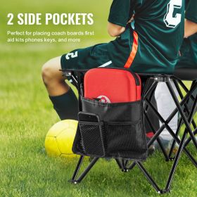 Portable Folding Bench, 6 Seat Foldable Soccer Bench with Side Pockets and Carrying Bag, Lightweight 600D Oxford Fabric Sideline Seating, for Foo