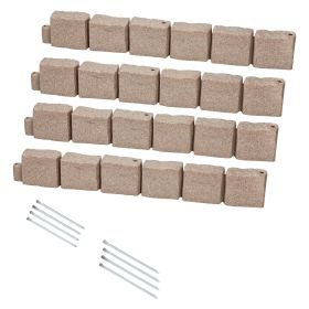 Faux Stone Landscape Edging, 46.8 x 3.9 in Realistic Lawn Edging, Flexible Brick-Sized Garden Edging Border with Anchoring Spikes