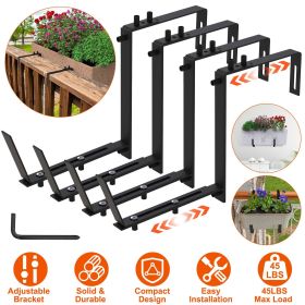 4Pcs Adjustable Planter Box Brackets Flower Box Holders Window Boxes Planters Hooks No Drill Railing Planter Mounts for Windowsills Garden Fences