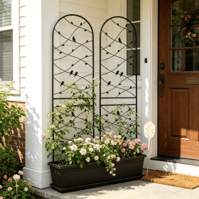 2 Pack Metal Garden Trellis 86.7" x 19.7" Rustproof Trellis for Climbing Plants Outdoor Flower Support Bird Deco Black