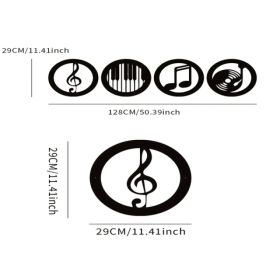 CIFbuy Vintage Music Themed 4 Piece Wall Art Decor Set Elegant Black Iron Frame Gift For Music Lovers (TikTok, Temu Pick-up Service) (Option: Defaulttitle)