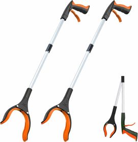 Grabber Reacher Tool - 32' Extra Long Foldable Gripper and Reaching Tool - Heavy Duty Pick Up Stick Grabbers for Seniors, Trash (Color: Orange*2pc)