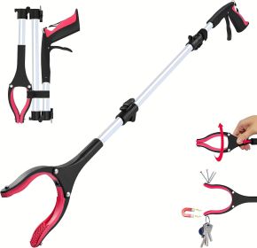 Grabber Reacher Tool - 32' Extra Long Foldable Gripper and Reaching Tool - Heavy Duty Pick Up Stick Grabbers for Seniors, Trash (Color: Red-43in)