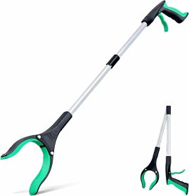 Grabber Reacher Tool - 32' Extra Long Foldable Gripper and Reaching Tool - Heavy Duty Pick Up Stick Grabbers for Seniors, Trash (Color: Green)