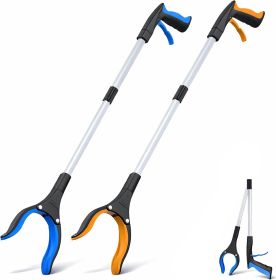 Grabber Reacher Tool - 32' Extra Long Foldable Gripper and Reaching Tool - Heavy Duty Pick Up Stick Grabbers for Seniors, Trash (Color: Blue+orange 2p)