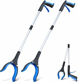 Grabber Reacher Tool - 32' Extra Long Foldable Gripper and Reaching Tool - Heavy Duty Pick Up Stick Grabbers for Seniors, Trash (Color: Blue-2pc)