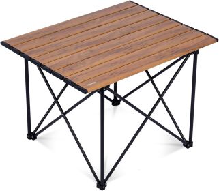 Ultralight Camping Table, Compact Aluminum Folding Beach Table with Carry Bag for Outdoor, Picnic BBQs, and Cooking (size: Nature  Medium)
