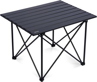 Ultralight Camping Table, Compact Aluminum Folding Beach Table with Carry Bag for Outdoor, Picnic BBQs, and Cooking (size: Black   Medium)