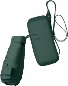 Mini Sun Umbrella for Purse With Case, Small Compact UV Umbrella Travel Essentials, Lightweight Portable Parasol Windproof for Women Men Kids (Color: Dark green)