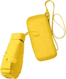 Mini Sun Umbrella for Purse With Case, Small Compact UV Umbrella Travel Essentials, Lightweight Portable Parasol Windproof for Women Men Kids (Color: Yellow)