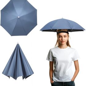 Umbrella Hat, Fishing Hat Hands Free Waterproof Adjustable Sun Rain Cap Hat with Elastic Band Fit for Fishing (Color: Mist Blue)