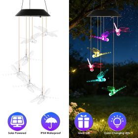 1Pc / 2Pcs Options -- Solar Dragonfly Wind Chimes 7 Color Changing Wind Chimes for Outside IPX4 Waterproof Outdoor Garden Yard Decor Spring Summe (Quantity: 1Pc)