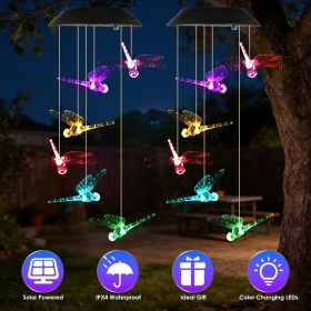 1Pc / 2Pcs Options -- Solar Dragonfly Wind Chimes 7 Color Changing Wind Chimes for Outside IPX4 Waterproof Outdoor Garden Yard Decor Spring Summe (Quantity: 2Pcs)