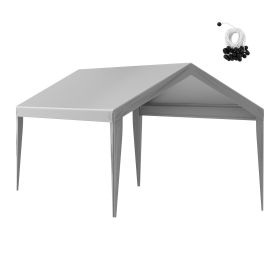 Carport Replacement Canopy Cover 10 x 20 ft, Garage Top Tent Shelter Tarp Heavy-Duty Waterproof & UV Protected, Easy Installation with Ball Bunge (Model Type: Top Tarpaulin with Edges, Color: Gray)