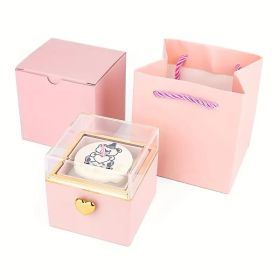 "The Perfect Proposal Gift - Hidden Ring Compartment in Adorable Cake Design" (Items: pink heart  button gift box set)